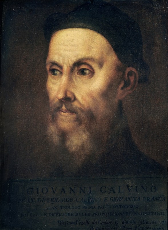 Portrait of John Calvin (1509-64) (oil on canvas)